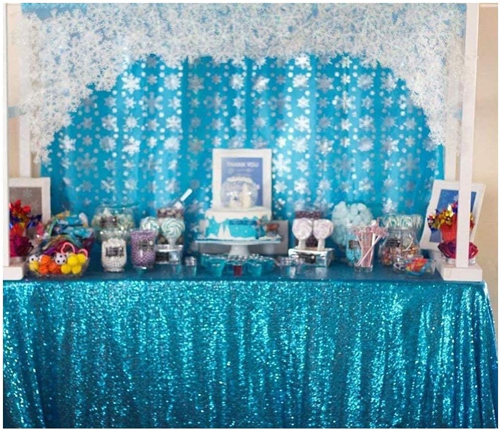 Flash Sale Sequin Tablecloth Aqua Blue Wedding Tablecloth 50x80 Inch Sequin Fabric Table Cover Overlay Sparkly Birthday Bridal Party Decorations