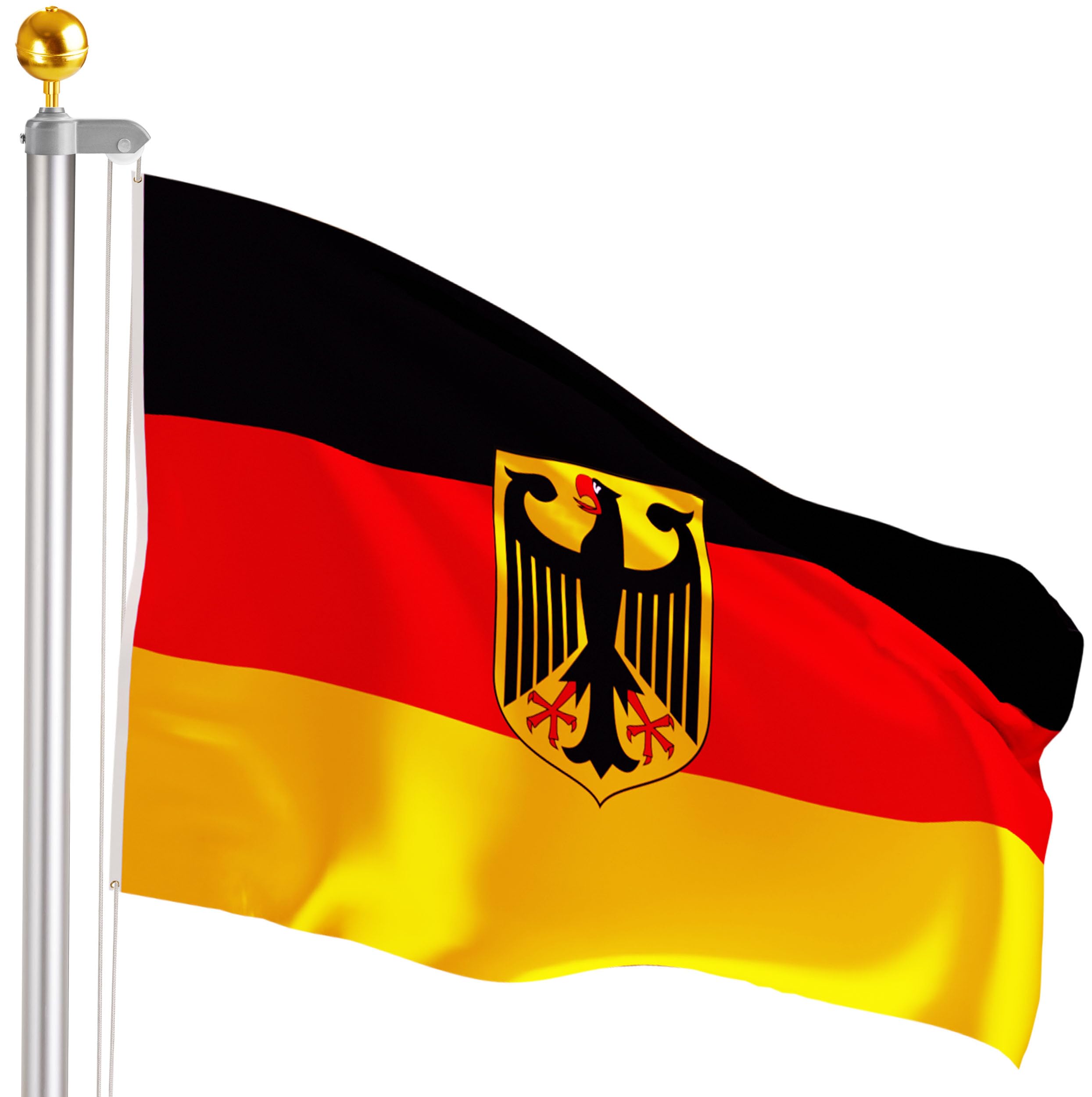 Mât De Drapeau BRUBAKER 6m Avec Drapeau USA 150x90cm - Aluminium Avec Douille De Sol Et Pointe Dorée