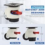 WBD WEIBIDA Leveling Casters Set of 4 Heavy Duty, Upgraded Handle Design Retractable Self Leveling Casters, 360 Degree Adjustable Casters for Workbench, Machine, Equipment, Total Capacity 2200lbs