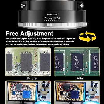Irfora LED Ring Light, iL37 Microscope Polarized Optical System LED Illuminating Ring Light 96pcs LED Light Beads Microscope Glareproof Lights Source