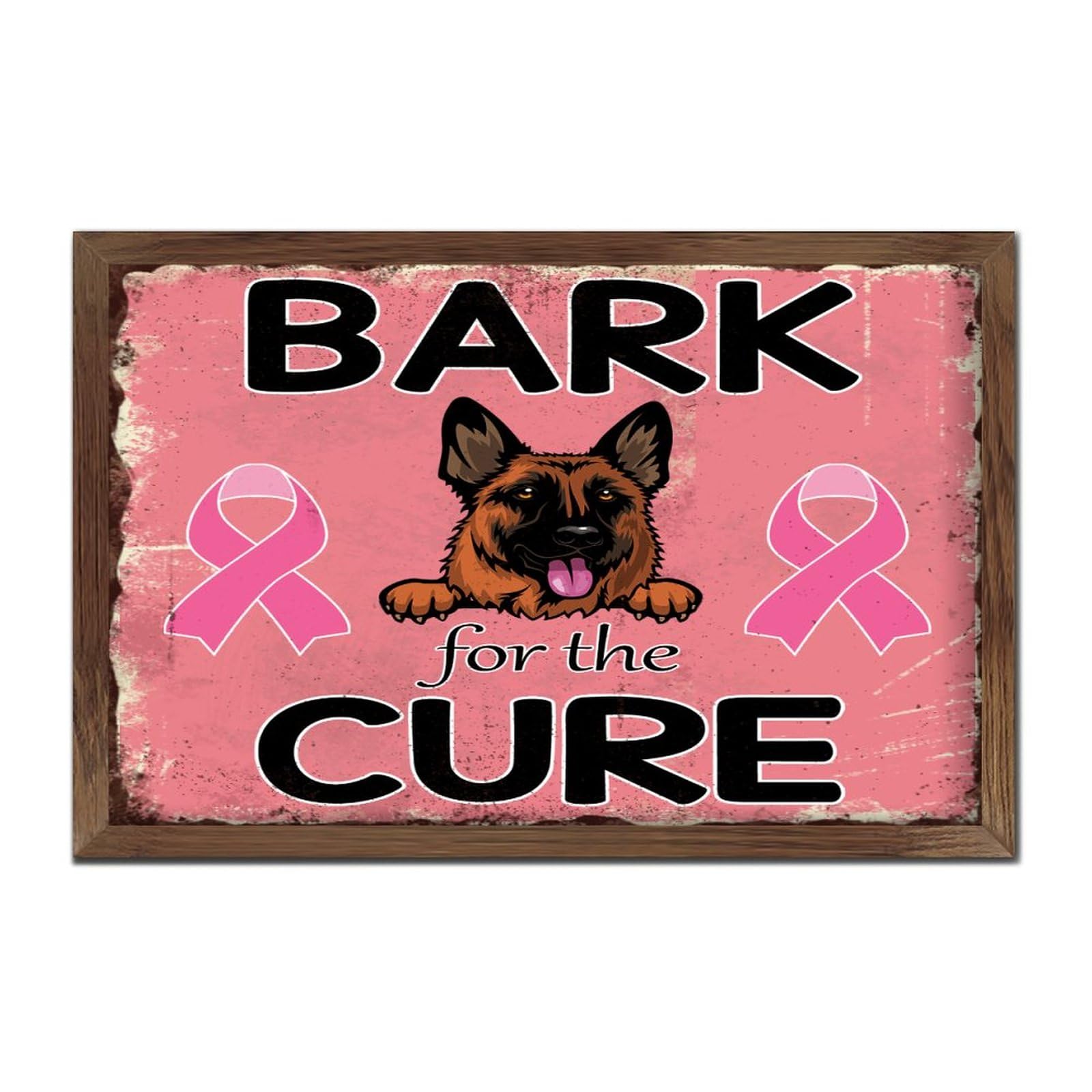 Cadre bois Bark for The Cure et décoration murale rustique chien mignon
