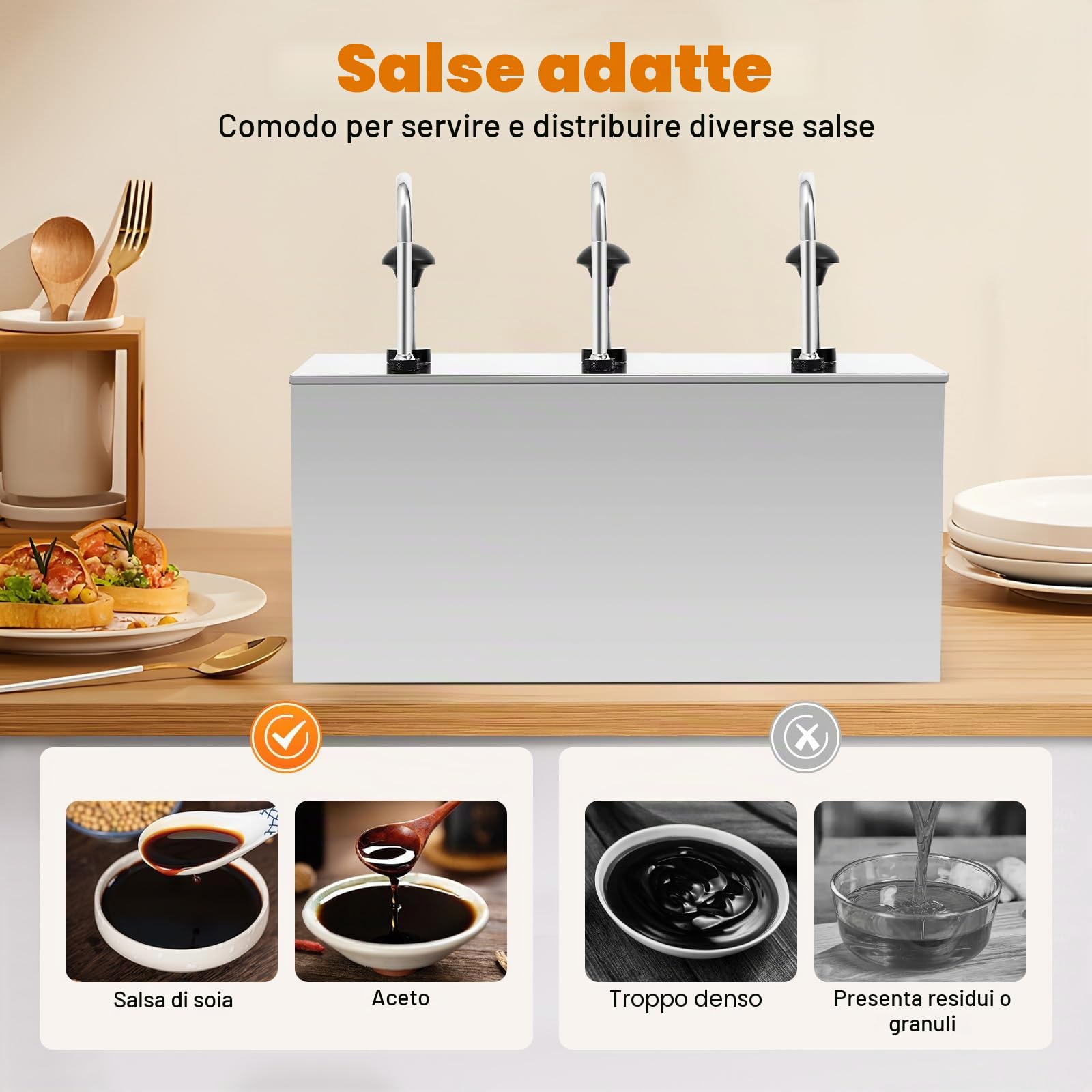Pompa per salsa di soia in acciaio inox, erogatore di salsa di soia, senape, ketchup, erogatore di salse Nutella con pompa per famiglie, cucine, caffetteria, hotel, ristoranti, argento