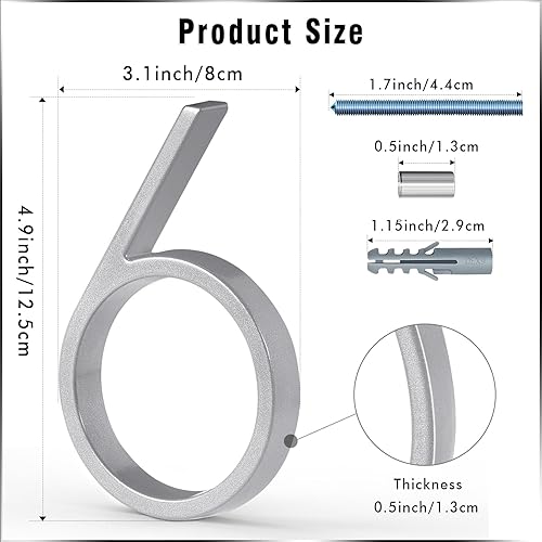 Miniatura 100 de VONDERSO - Letrero de dirección flotante de 5 pulgadas para exteriores de metal negro moderno para patio, calle y buzón, números de dirección Negro 1