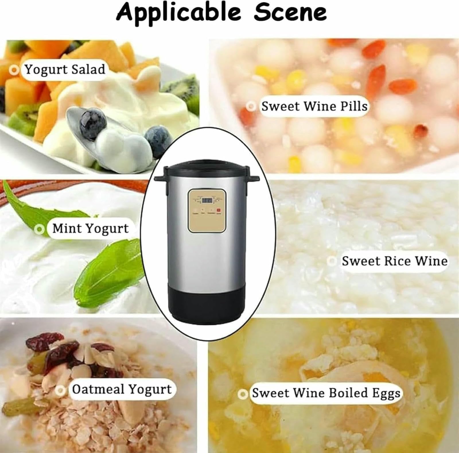 Máquina De Fermentación Completamente Automática, Fabricante De Yogurt Eléctrico Totalmente Automático, Fabricante De Yogurt De Acero Inoxidable con Pantalla LCD Inteligente, para Yogurt