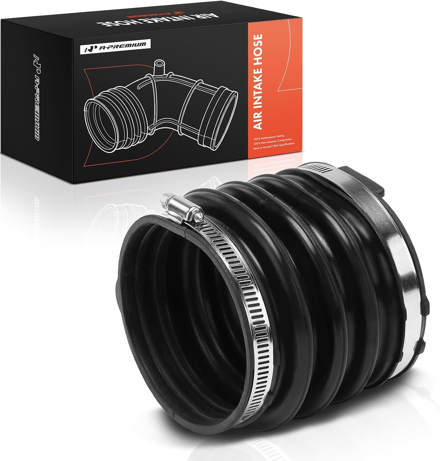 A-Premium Engine Air Intake Hose Tube W/Clamps [fits DOHC, 8Cyl 4.8L] Compatible with BMW [E65] 750i 2006-2009, 750Li 2006-2009, To Throttle Body, Center, Replace# 13717541069
