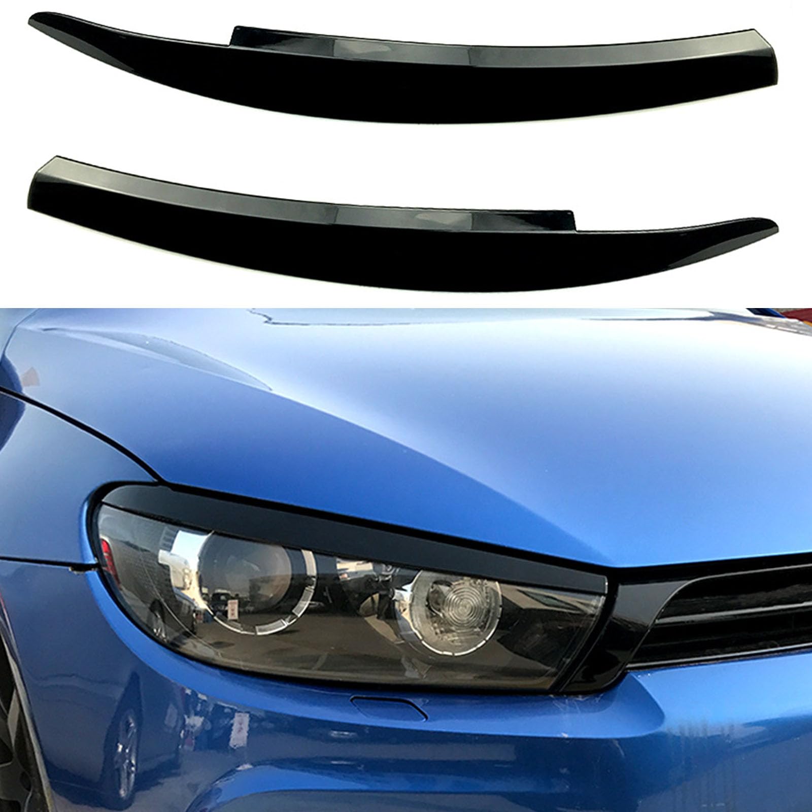 YPFYBHD Compatible with VW Scirocco 2009-2017, 1 Pair Car Headlight Eyebrow Eyelid Lamp Car Evil Eye Car Sticker Exterior Accessories Modification,Black
