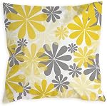 4 Couvertures d'oreillers à lancer, BetterJonny Oreillers Daisy modernes Fleurs jaunes et couvertures d'oreillers décoratifs gris pour le salon Canapé Lit Couch 18 x 18 1 cm