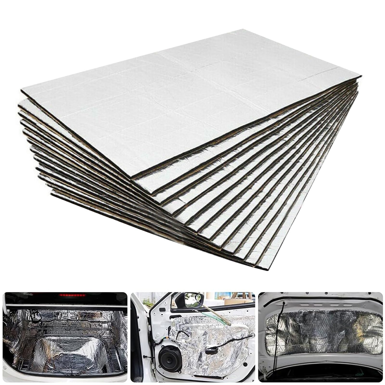 Tappetino Isolante per Auto, Assorbimento Acustico, Smorzatore, Fonoassorbente in Schiuma, Insonorizzante di Isolamento Termico (25 x 18cm x 10 pcs)