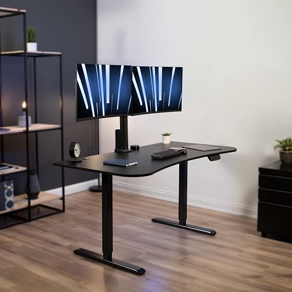 VIVO Black 63 x 32 in Desk with Monitor Mount, DESK-KIT-SET1B