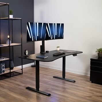 VIVO Black 63 x 32 in Desk with Monitor Mount, DESK-KIT-SET1B