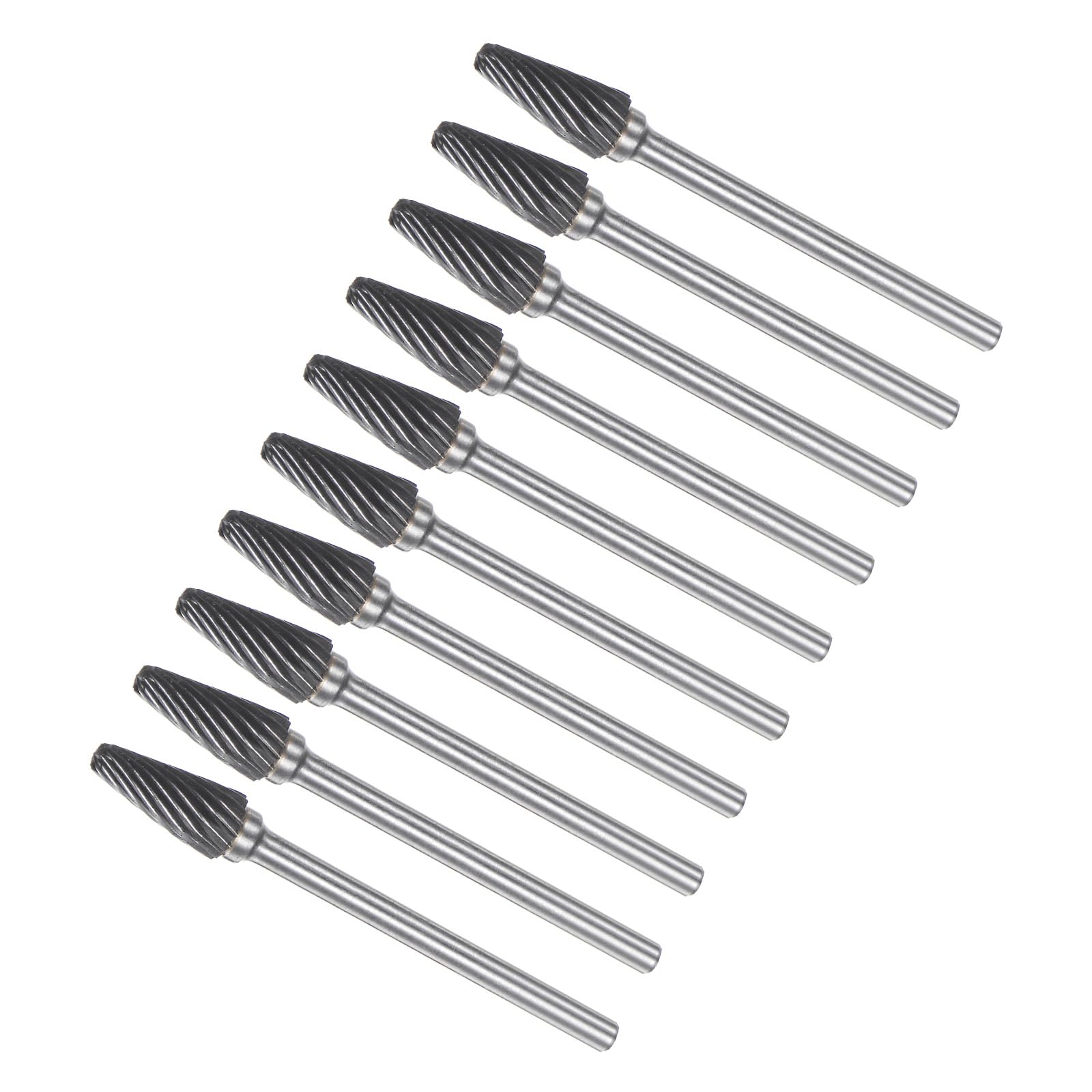 CoCud Tungsten Carbide Rotary Burrs File, 1/8" Shank 6mm Dia, Single Cut L-Shape Rotary Burrs Tool