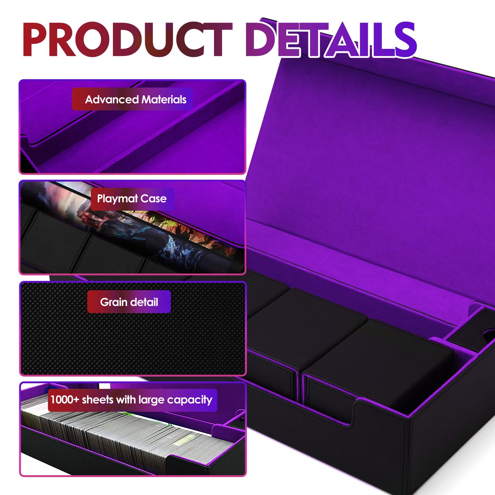 Estuche de almacenamiento para tarjetas de comercio premium TCG con capacidad para más de 800 tarjetas con funda para MTG, YuGiOh, Uno, tarjetas deportivas con funda y cierre magnético fuerte