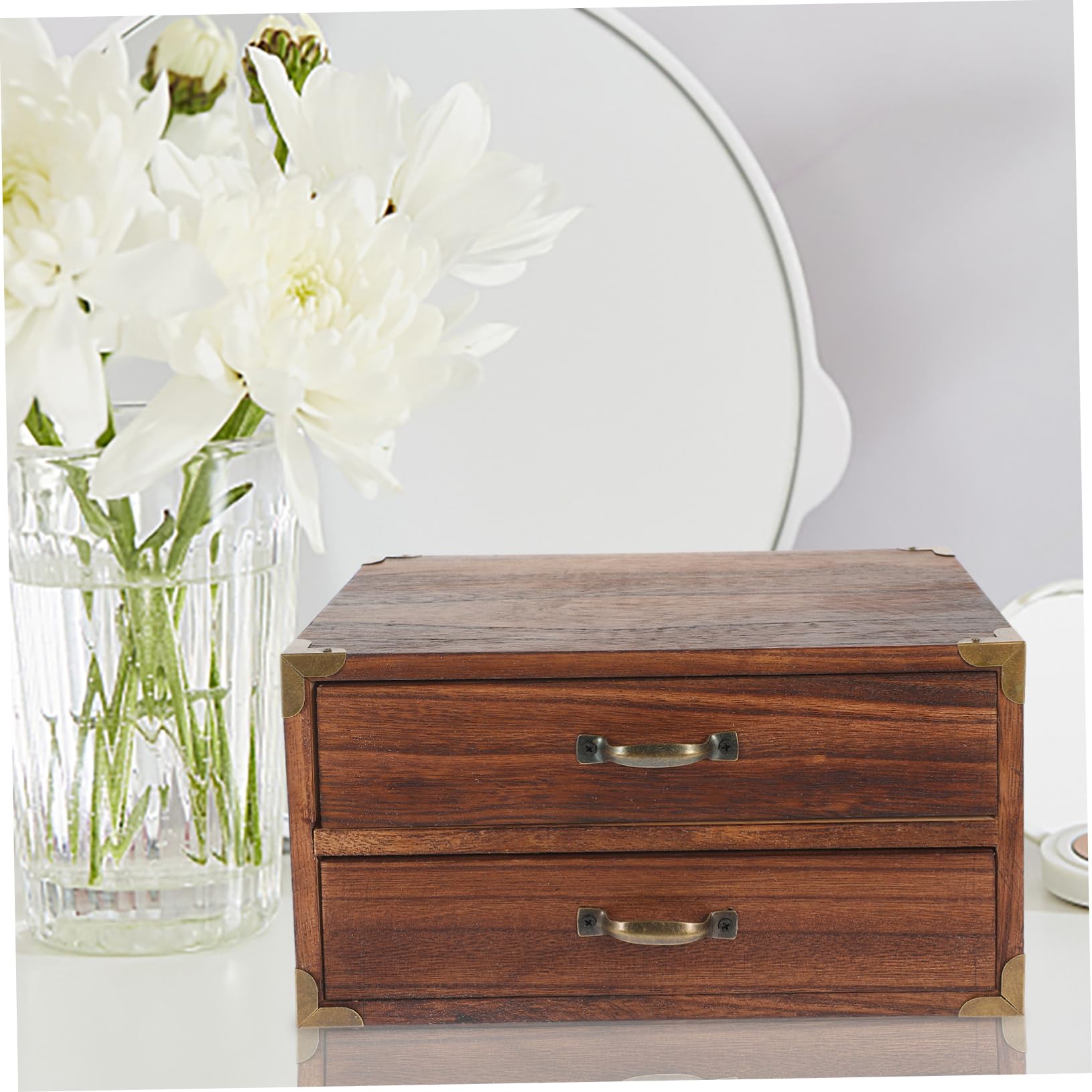 Scatola portaoggetti da scrivania in legno, elegante organizer con cassetti per ufficio o casa, perfetta per oggetti artigianali, piccoli oggetti e decorazioni rustiche
