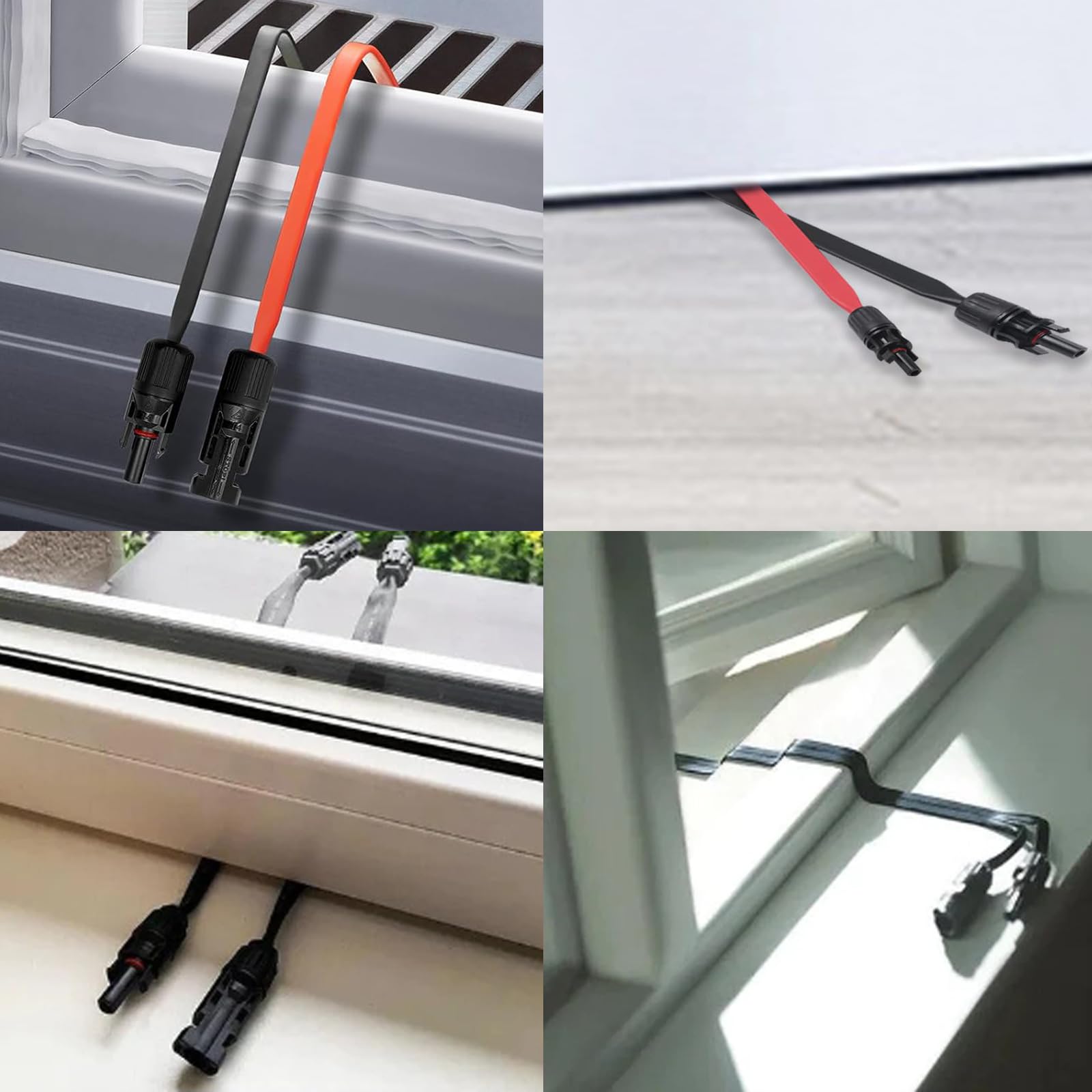Panel solar de cable plano de 6 mm², 100 cm, cable solar flexible con conector y acoplamiento, 4 unidades de cable solar plano PV para módulos solares e inversores