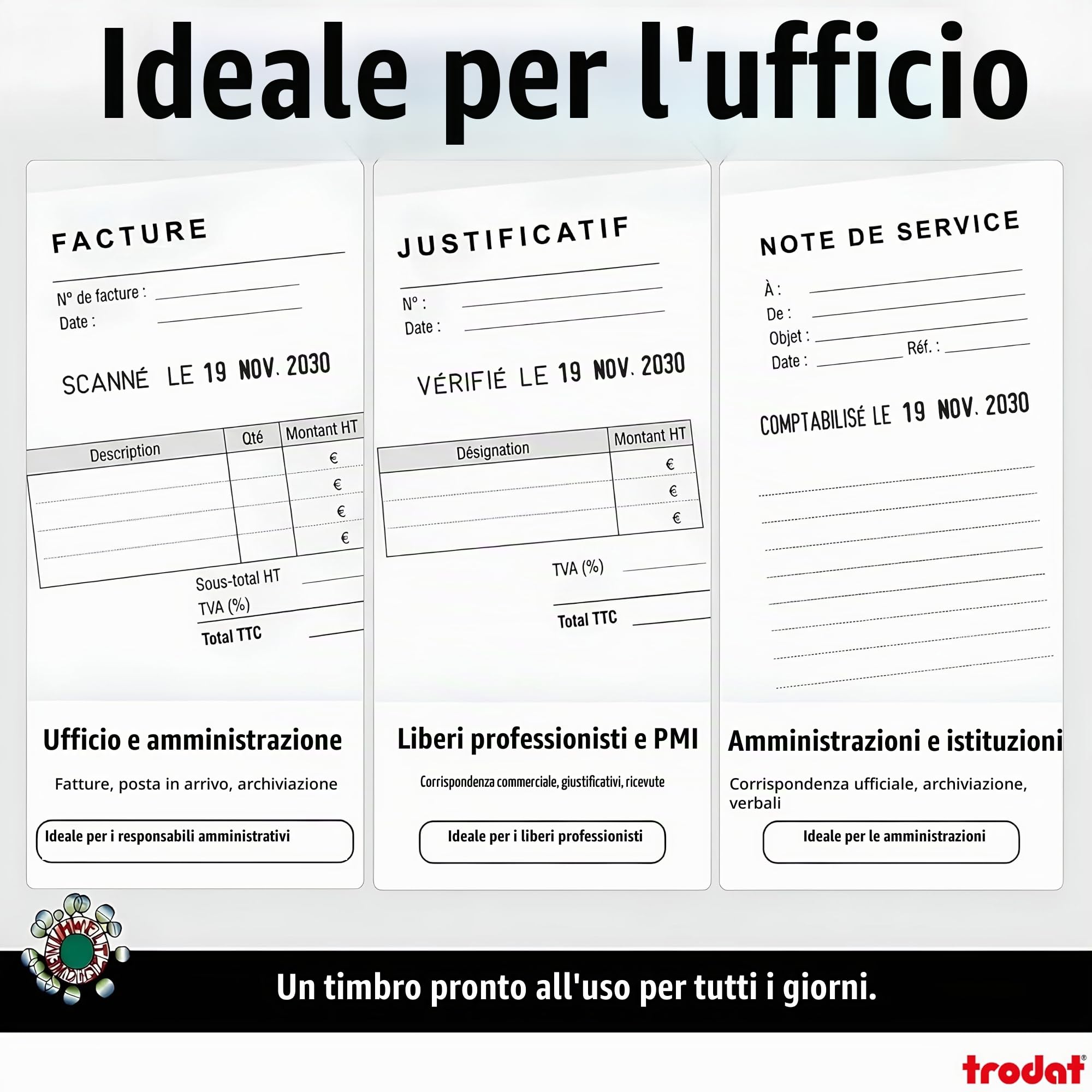 Trodat TS-120243 Printy 4817 - Timbro autoinchiostrante con datario, colore: nero