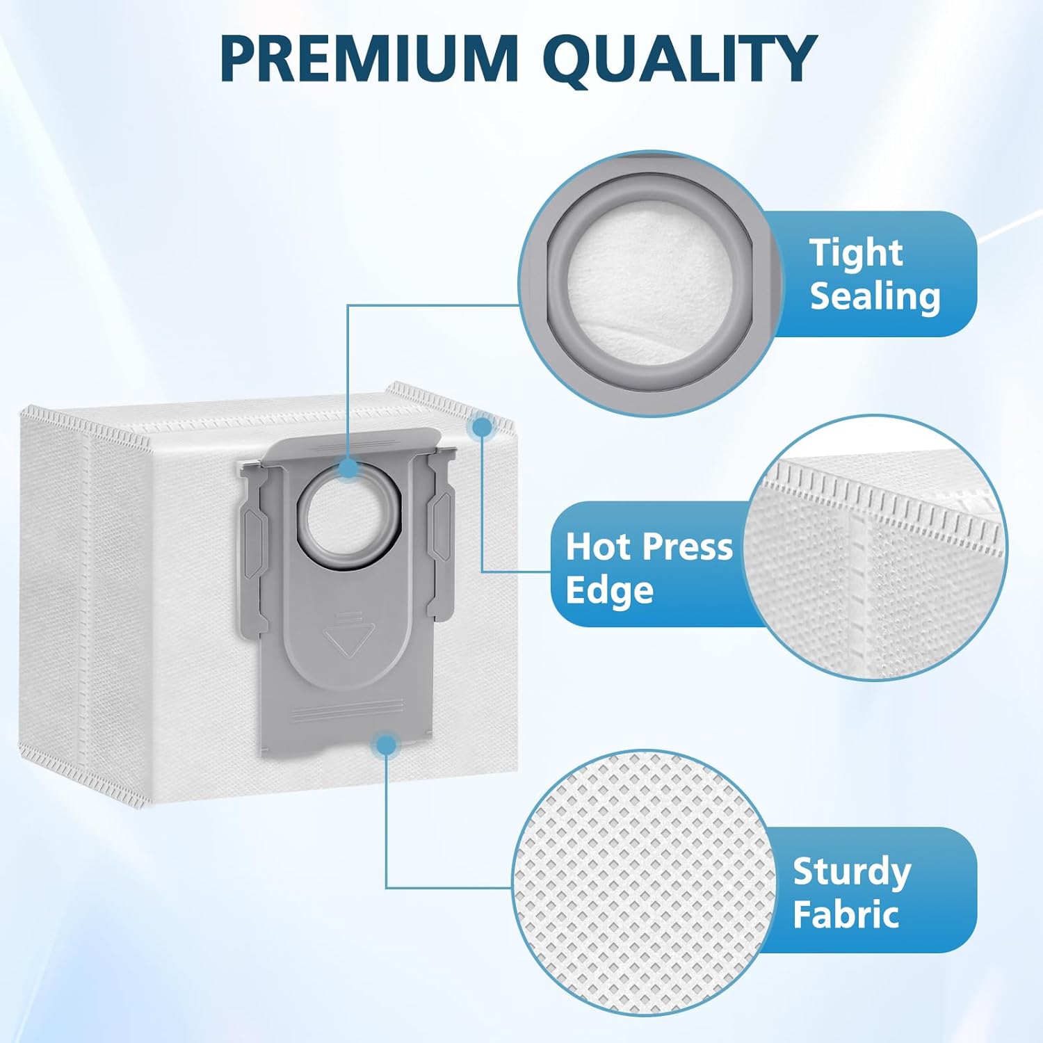 16 Packs Q10 Q7 Q5 Bag Replacement for Roborock Q10 S5+, Q7 M5+, Q5 Max+, 3.6L Vaccum Bag for Q10 X5+, Q5+, Q5 Pro+, Q8 Max+, Q7+, Q7 Max+, S8+, S8 Pro Ultra, S7 Pro Ultra, S7 MaxV Ultra - Image 5