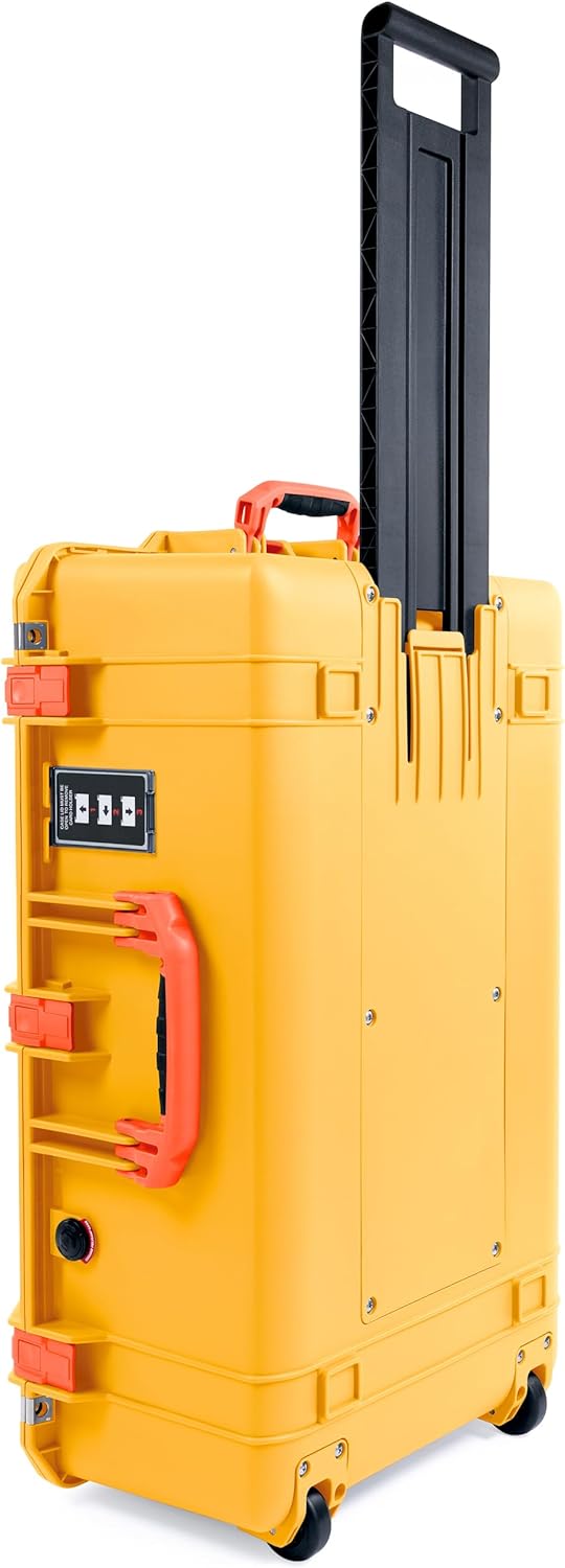 Pelican 1595 Case by ColorCase - Yellow - Large Sized Waterproof Case with Grey Padded Dividers & Convoluted Lid Foam - Orange Handles & Latches