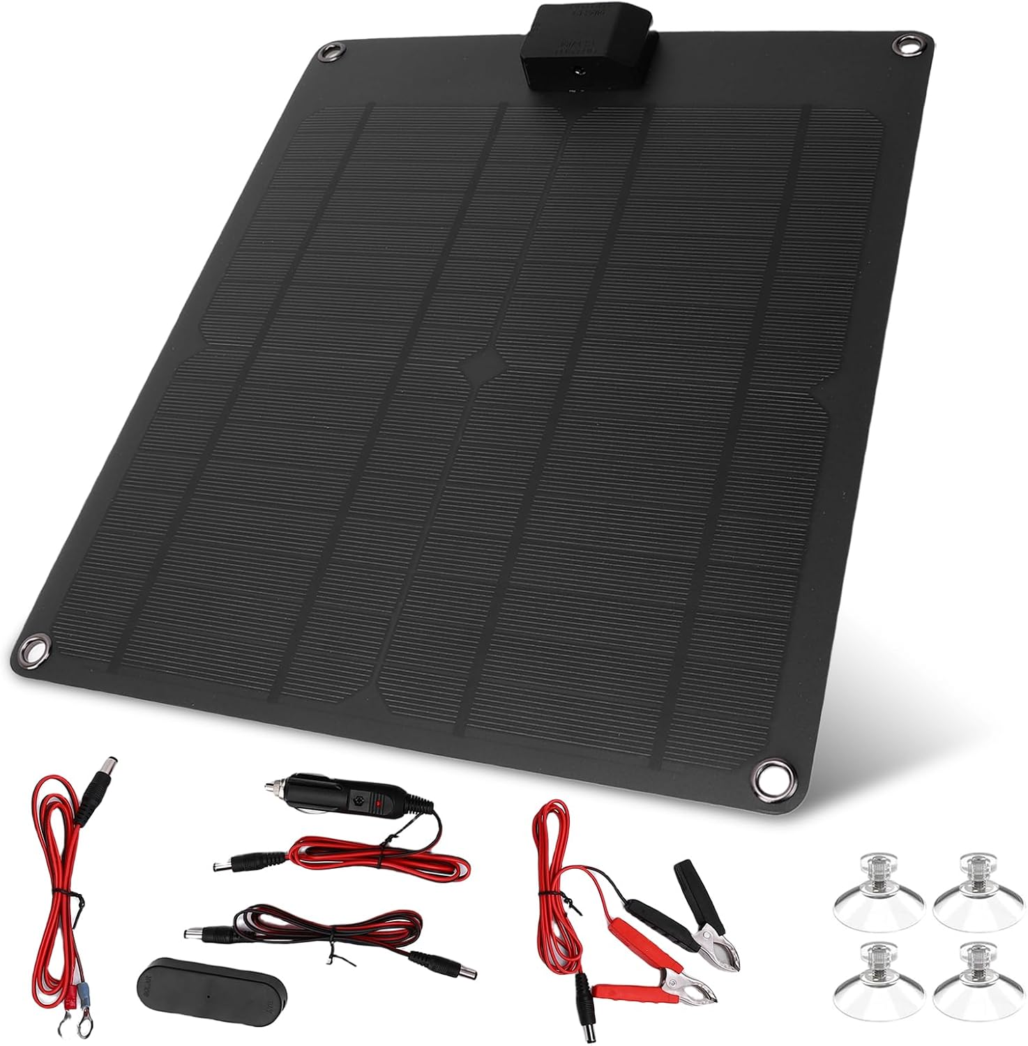 30W 12V Solar Battery Charger, 12V Solar Battery Maintainer Trickle Charger with USB Port, IP67 Water Proof for Cell Phone Car Boat Marine RV Trailer