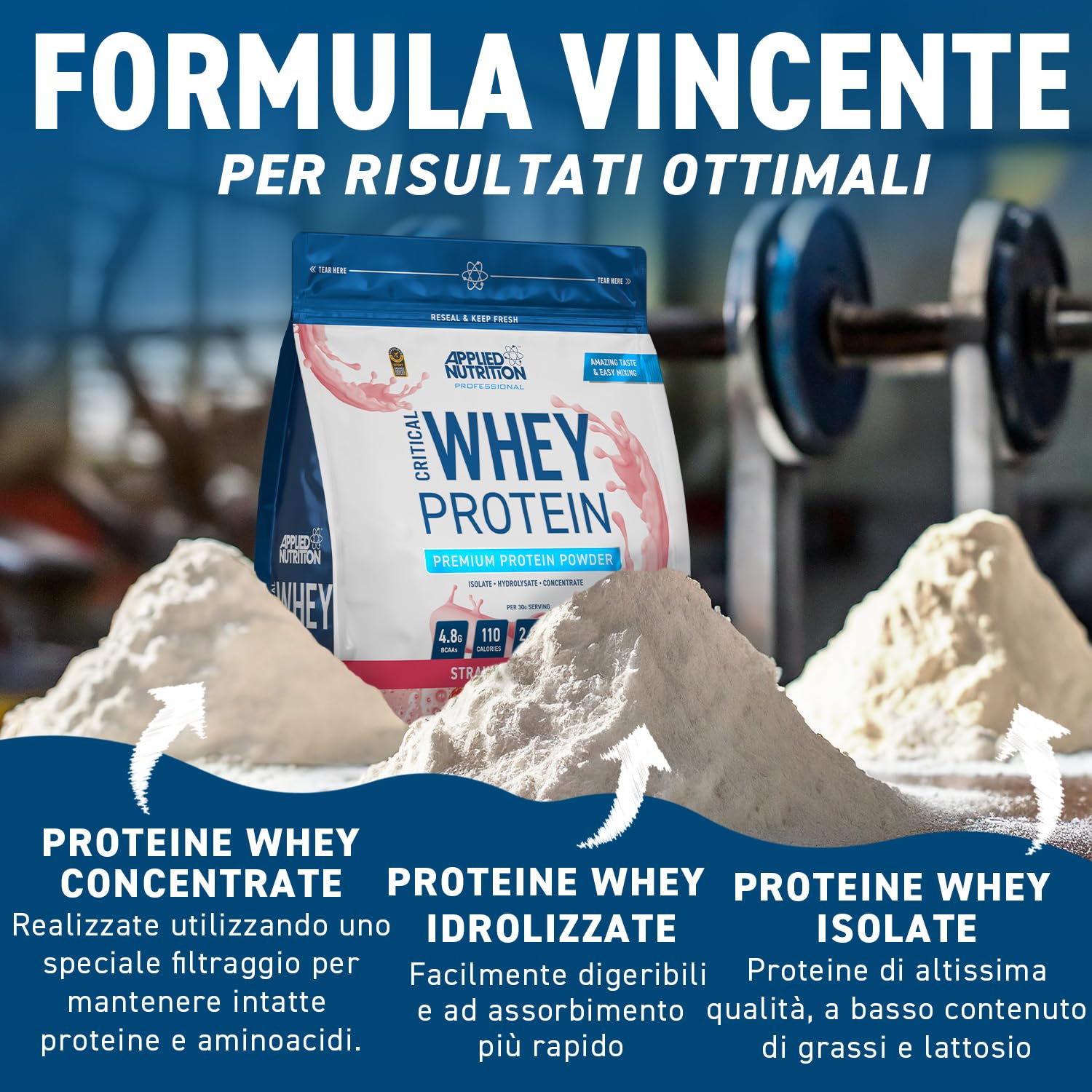 Applied Nutrition Critical Whey Protein Powder 900g - High Protein Powder, Protein Milkshake, Muscle Building Supplement with BCAAs & Glutamine (900g - 30 Servings) (Vanilla)