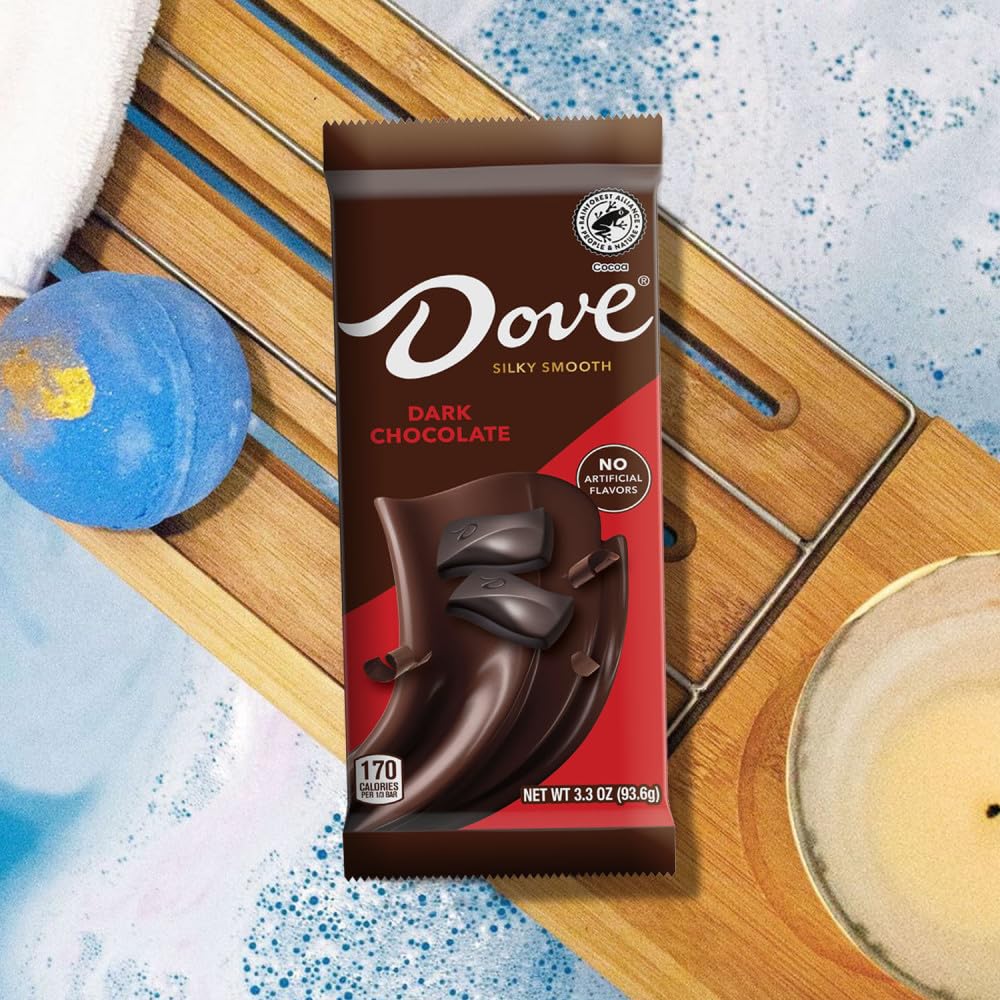 DOVE Dark Chocolate Bars, 3.30-Ounce Full Size Candy Bars, Individually Wrapped Bulk Chocolate Candy, Pack of 12