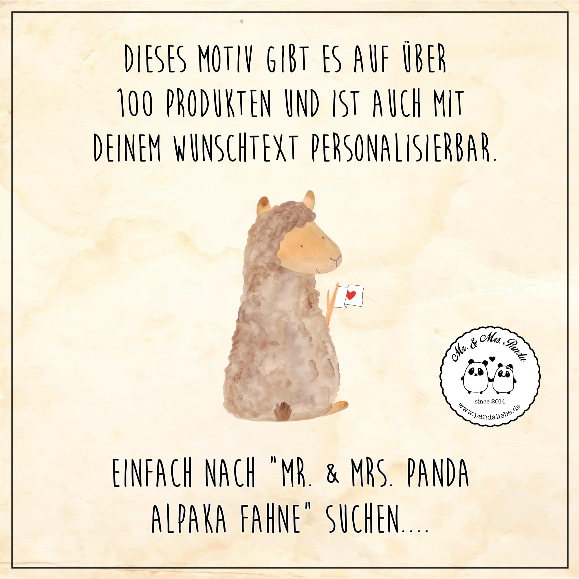 Mr. & Mrs. Panda Schmutzfangmatte selbst gestalten Alpaka Fahne 40 x 60 cm - Personalisierte Geschenke, Liebe, Lama, Fußmatte, mit Namen, personalisierbar, Fussmatte, personalisiert, Lamas, Alpakas