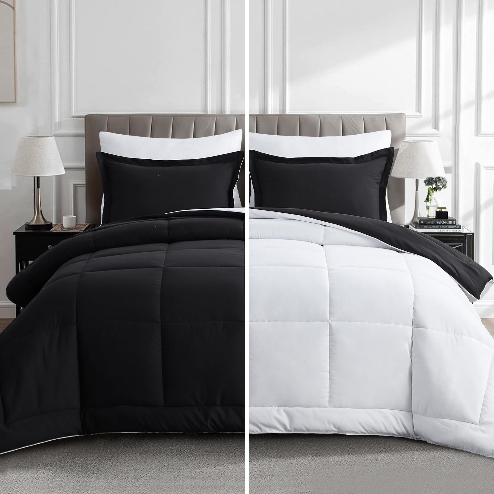 Aisbo Black and White Comforter Set King 3Pieces Soft
