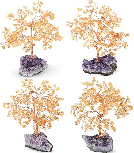 Miniatura 7 de Árbol de cristal de citrino natural con base de geoda de amatista, cristales curativos Feng Shui, bonsái bonsái, equilibrio de chakras, energía