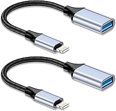 USB to Lightning Adapter (2 Pack) Lightning to USB OTG Adapter for iPhone 14 13 12 11 Pro Max/Plus/XR/X/8/iPad Pro, Compatible with USB Flash Drives, MIDI Keyboards, Cameras, Mouse