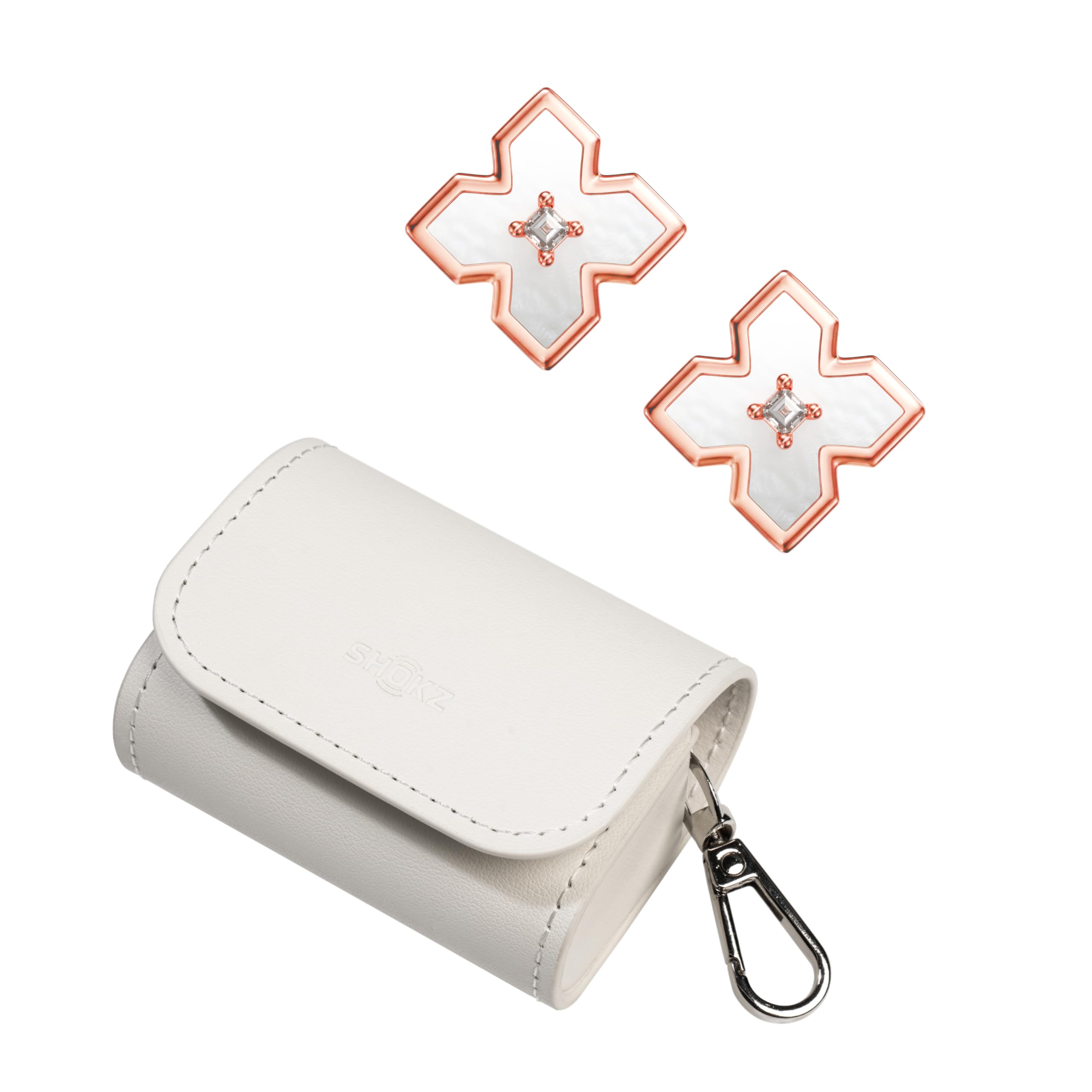 Shokz Pendientes universales para Accesorios de Auriculares OpenDots 2 – Diseño de nácar, Estuche para Auriculares con Clip para OpenDots 2 – Blanco