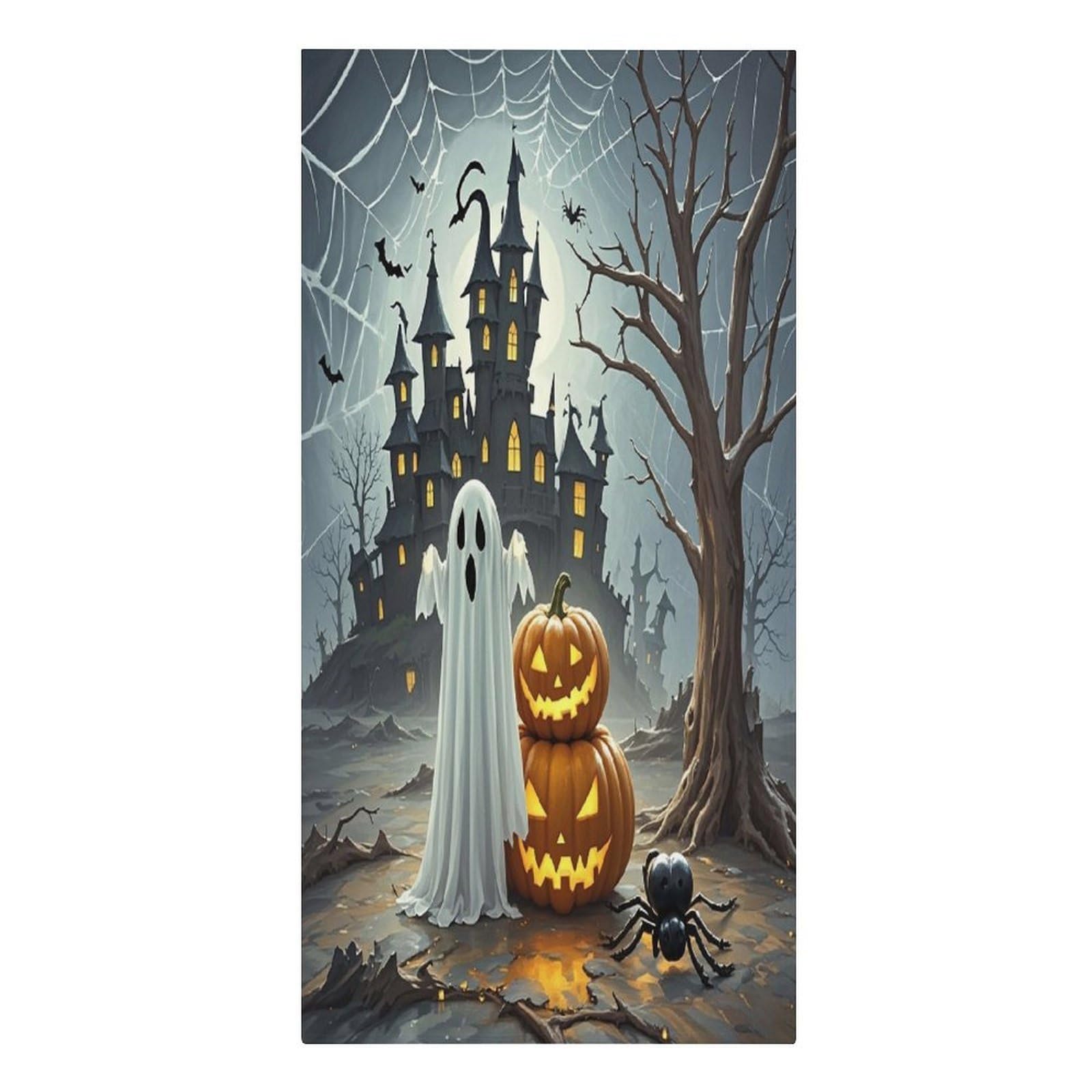 VstaDank Ghost Pumpkin Castle Beach Towel Vacation Essentials Sand Free Soft Quick Dry Swim Towels 61"x30" Modern Extra Large Towels Lightweight Microfiber Beach Towel for Swimming Pool
