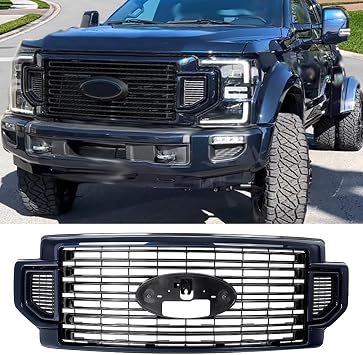 MIC Front Grille Assembly for 2020-2022 Ford F250 F350 F450 F550 Super Duty | High Airflow Dually Towing Style, Antimatter Blue & Gloss Black Trim