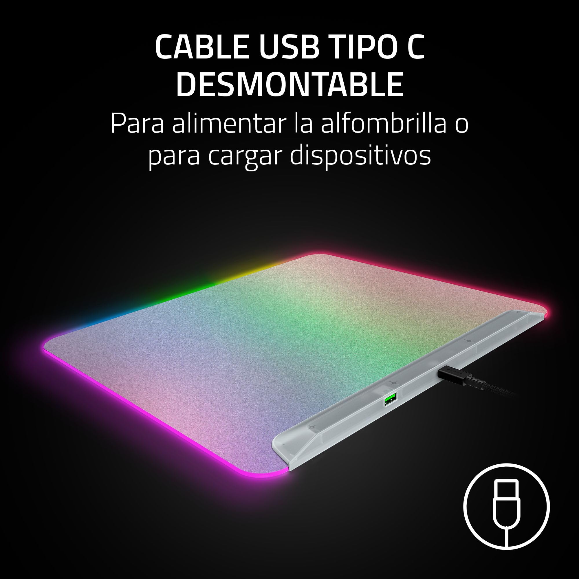 Razer Firefly V2 Pro Phantom White - Alfombrilla para ratón Gaming Totalmente iluminada RGB - Superficie microtexturizada - Base Antideslizante - USB-Hub - 360 x 278 mm | Edición Phantom White