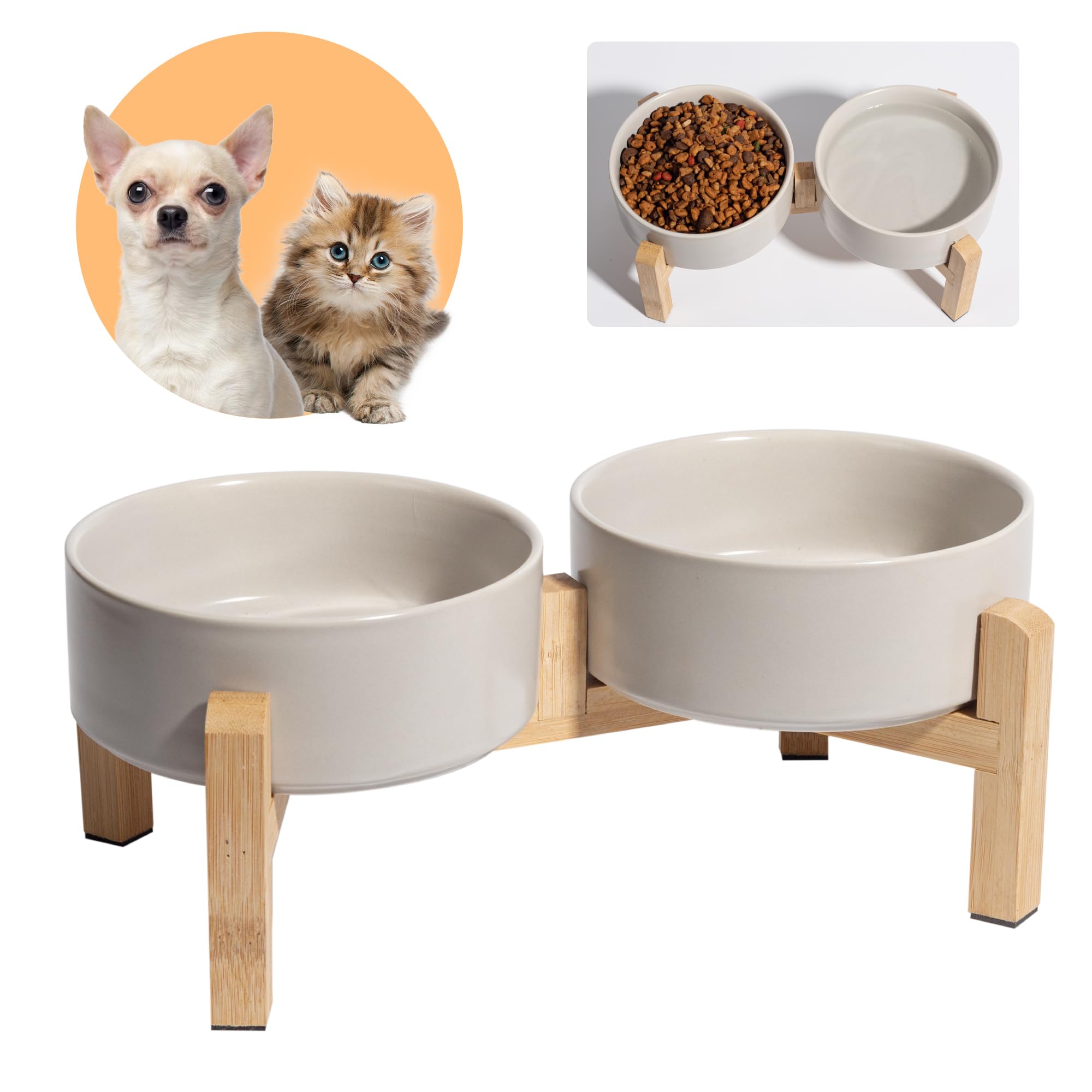 Hundenapf Set Erhht Hunde Napfset - Doppel Napf Hund Keramik mit  rutschfestem Stnder - Futterstation Hund - Hundenpfe 2er Set fr Futter  und Wasser ...