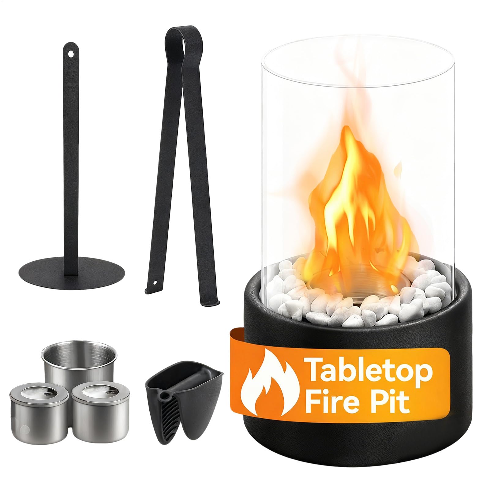 Fogata Pequeña para Mesa, 27x16cm Chimenea Decorativa, Hoguera Portátil para Escritorio Mesita de Noche Escritorio Balcón Apartamento Sala de Estar Dormitorio Hogar