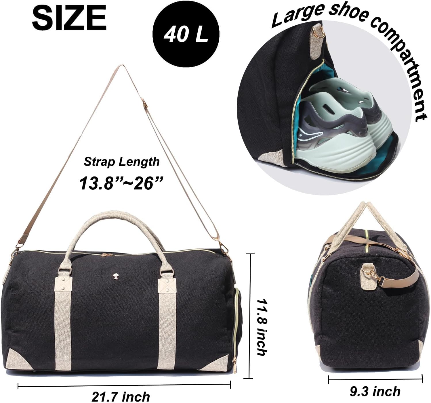 Travel Duffle Bag, Weekender Bag for Women with Shoe Compartment, Carry on Overnight Bag Gym Duffel Bag, Mommy Hospital Bags - Image 2