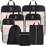 See Through Expandable Compression Packing Cubes, Mesh Travel Packing Cubes for Suitcases, Lightweight Organizers Bag Set for Travel Essentials for Luggage(Teal,8 Set)