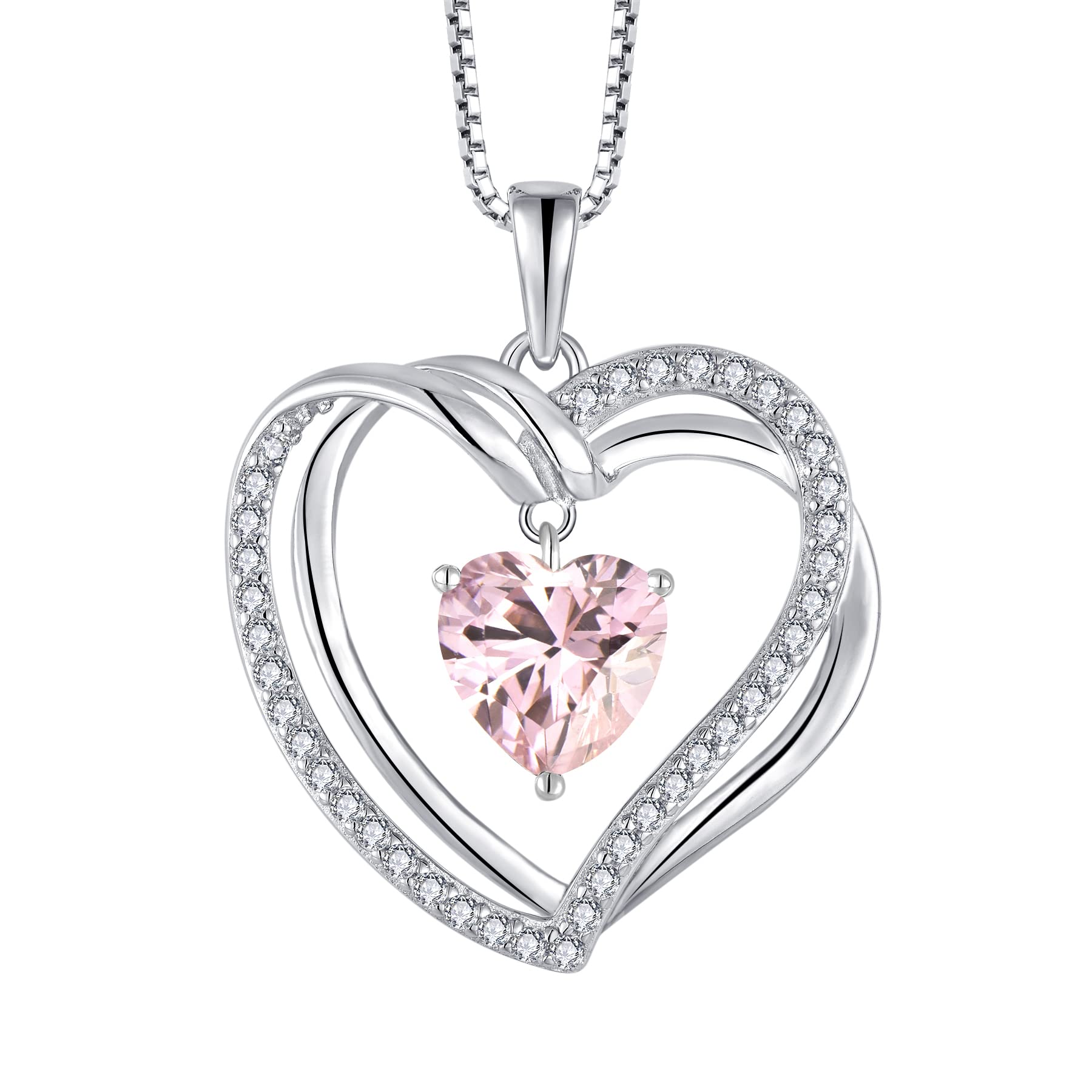 STARCHENIE Heart Necklace for Women Sterling Silver,Love You Heart Necklace Pendant for Women