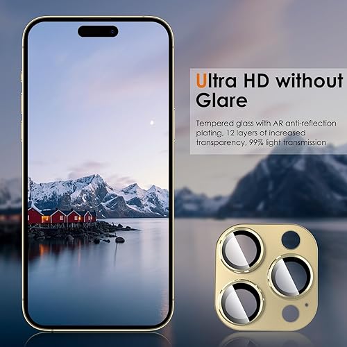 Miniatura 3 de Protector de lente de cámara para iPhone 14 Pro y iPhone 14 Pro Max, anillo de metal 3D, protector de lente de vidrio templado HD con panel pulido