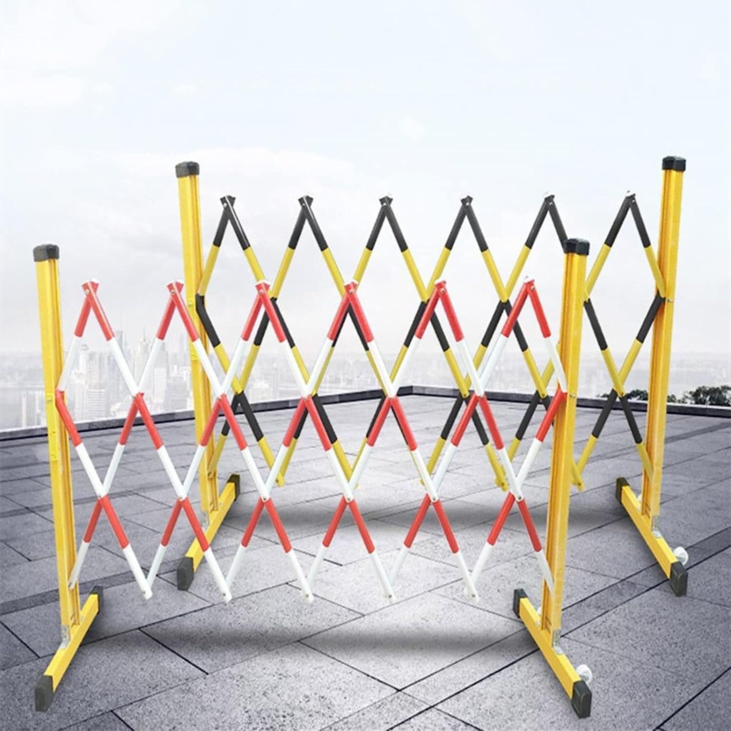 Barriere di Traffico retrattili, recinzioni Pieghevoli per Cantieri edili, Ideali per ascensori e Strade Esterne, barriera Metallica Estensibile, Rossa, 1,2 x 4 m, soluzi