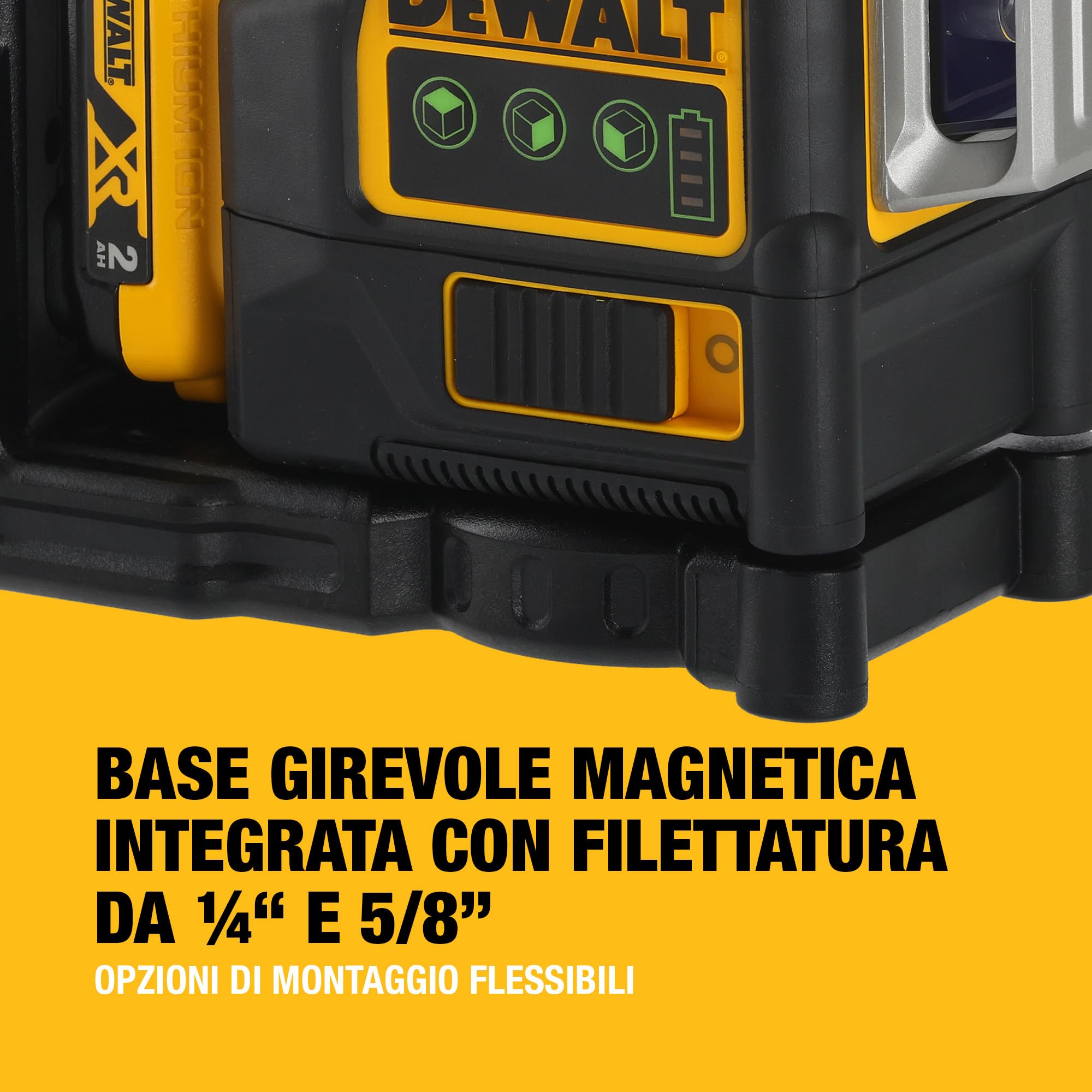 DEWALT 12V XR 3 x 360 linee trasversali laser verde, 1 X 2Ah, DCE089D1G-QW