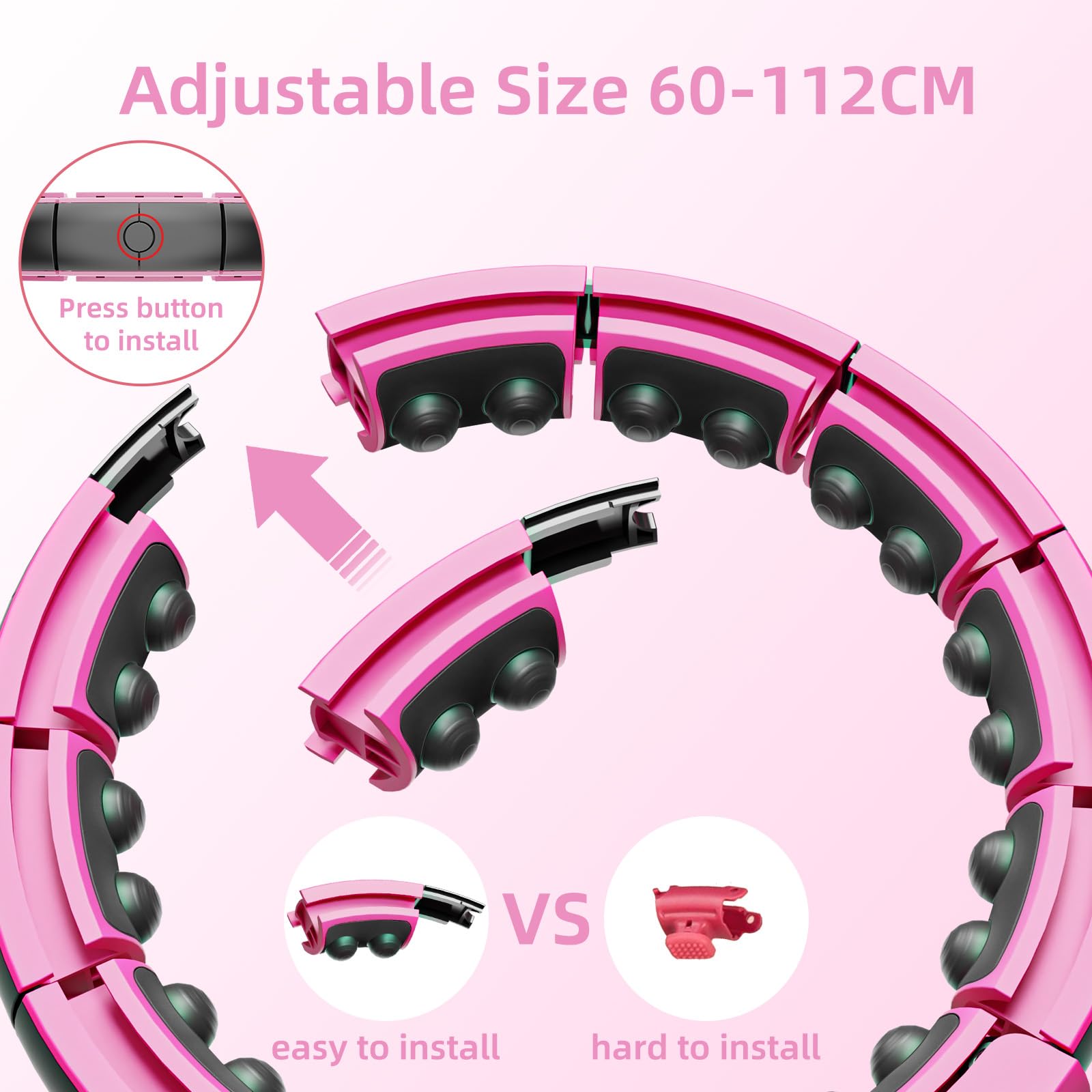 Cerceau Fitness Intelligent – Boule Lestée 414g, Massages Magnétiques, Compteur LED, Silencieux