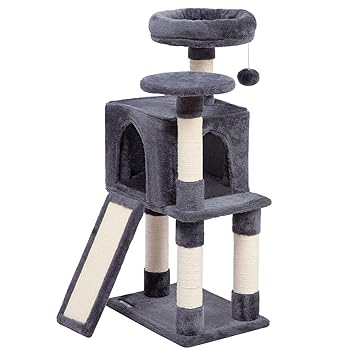 HOOBRO Cat Tree, Cat Tower with Soft Plush Perch, 34.6-Inch 3-Tier Cat Condo Furniture with Scratching Posts, with Anti-Tipping, for Kittens Sturdy, Indoor GY06SCT03