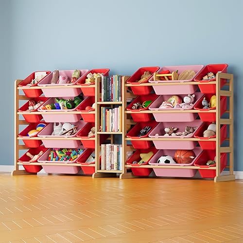 Miniatura 11 de SpaceAid Organizador grande de almacenamiento de juguetes con 24 contenedores y 3 estantes, estantería de almacenamiento de juguetes, caja de