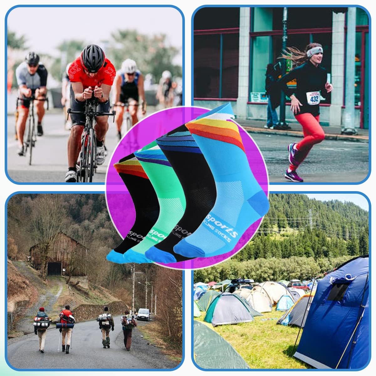 GuaziV Mens Womens Cycling Socks,4-6pcs Running Socks Colourful Athletic Socks Ankle Sport Socks 6-11 - Image 6