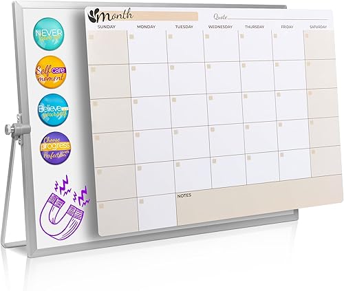 Siantell Pizarra blanca de borrado en seco, marco de aluminio elegante de 16 x 12 pulgadas, pizarra blanca magnética con soporte para escritorio o