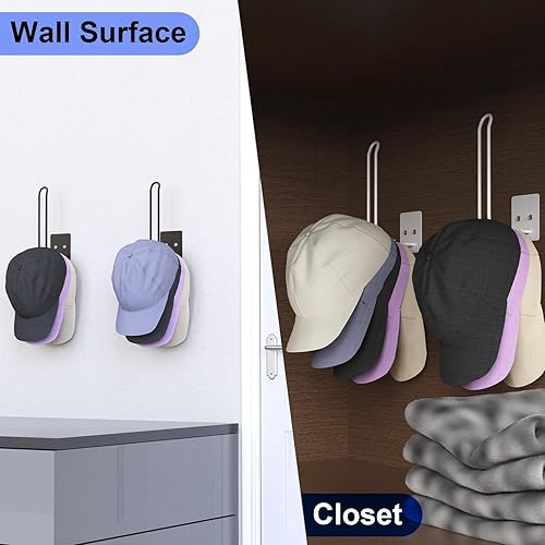 Miniatura 10 de Paquete de 2 estantes para gorras de béisbol, organizador de sombreros para gorra de béisbol, almacenamiento de sombreros para gorras de béisbol,