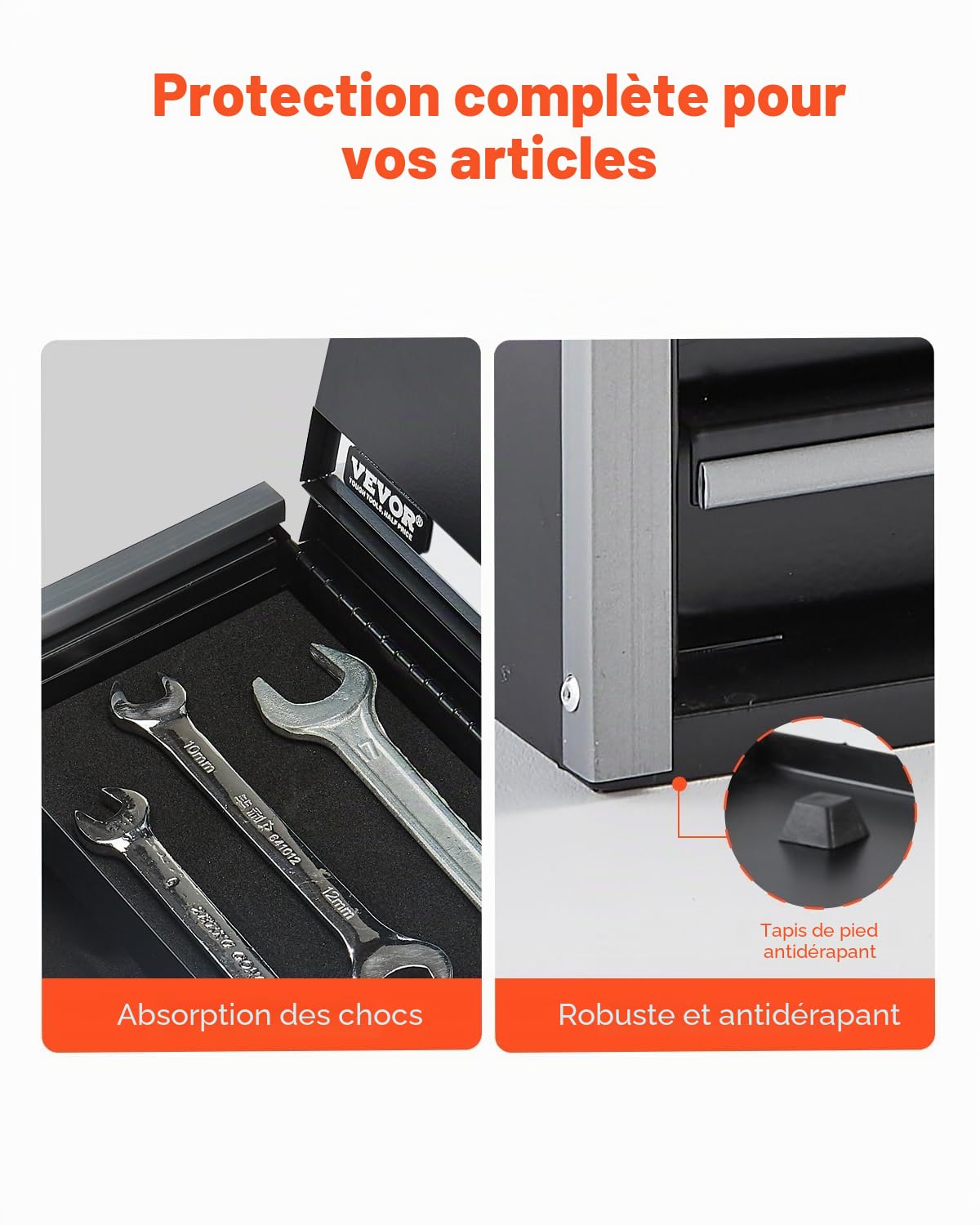 VEVOR Boîte à Outils Métal, 218,4 mm, Caisse à Outils Acier Portable avec 3 Tiroirs, Petit Coffre à Outillage, Doublure EVA, Patins PP, Ouverture à Roulement à Billes, Finition Revêtement Poudre, Noir