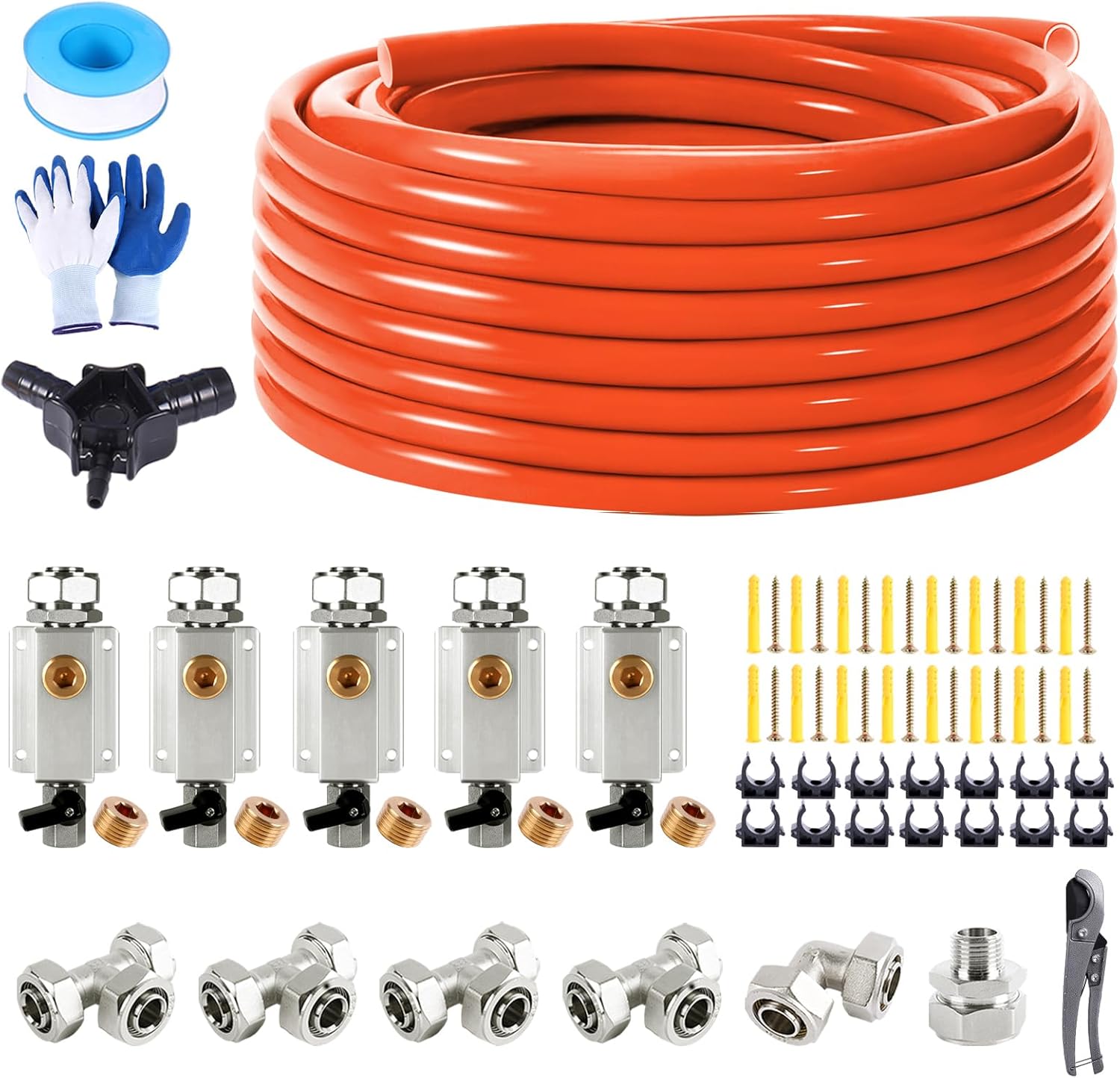 Shop Air Line Kit 3/4" × 100'&200'&300' HDPE-Aluminum-HDPE Air Tubing, Compressed Air Line Kit for Air Compressor Accessories, Leak Proof& Easy to Install Air Compressor Kit