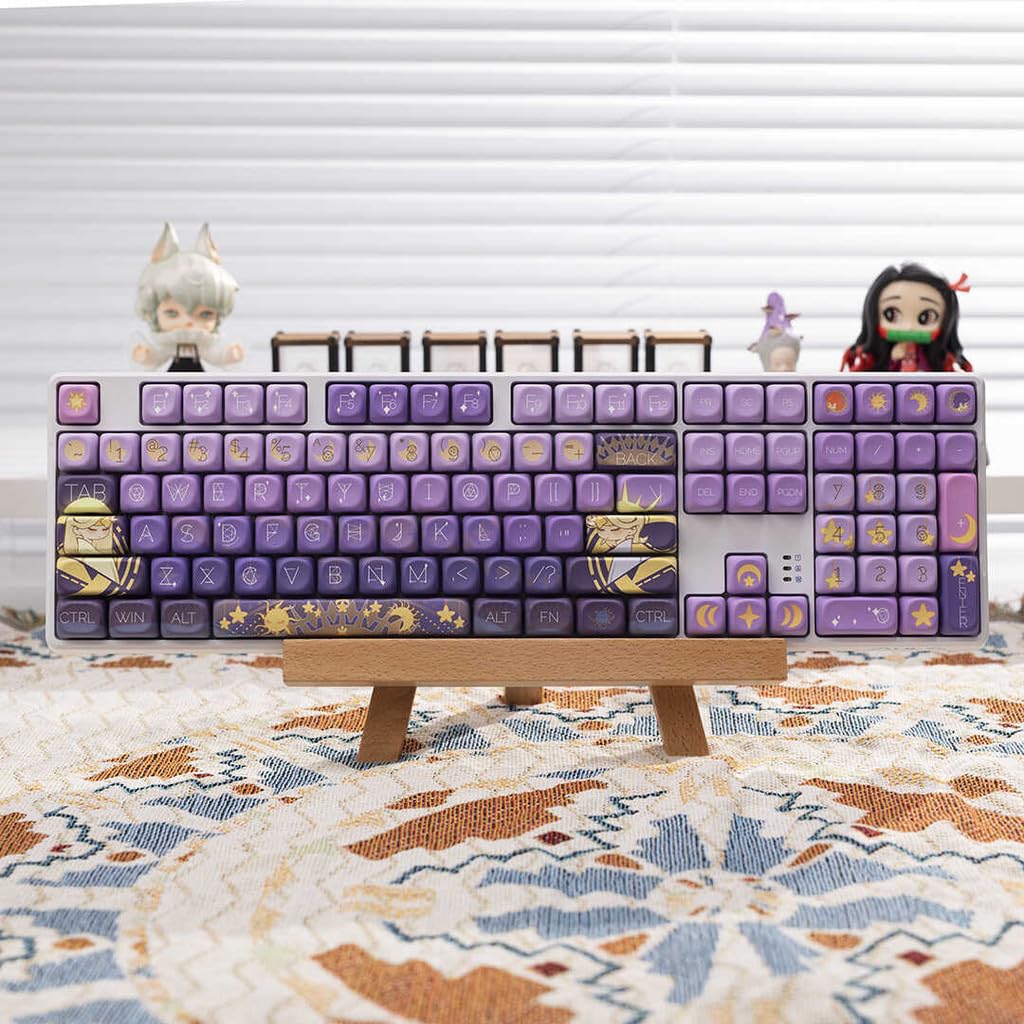 PBT Material Gradient Purple keycaps MOA XDA Profile Round keycaps Set di keycaps meccanici per tastiera compatibile con switch Cherry MX, Gateron, TTC e cloni (MOA-Starry River Dream)