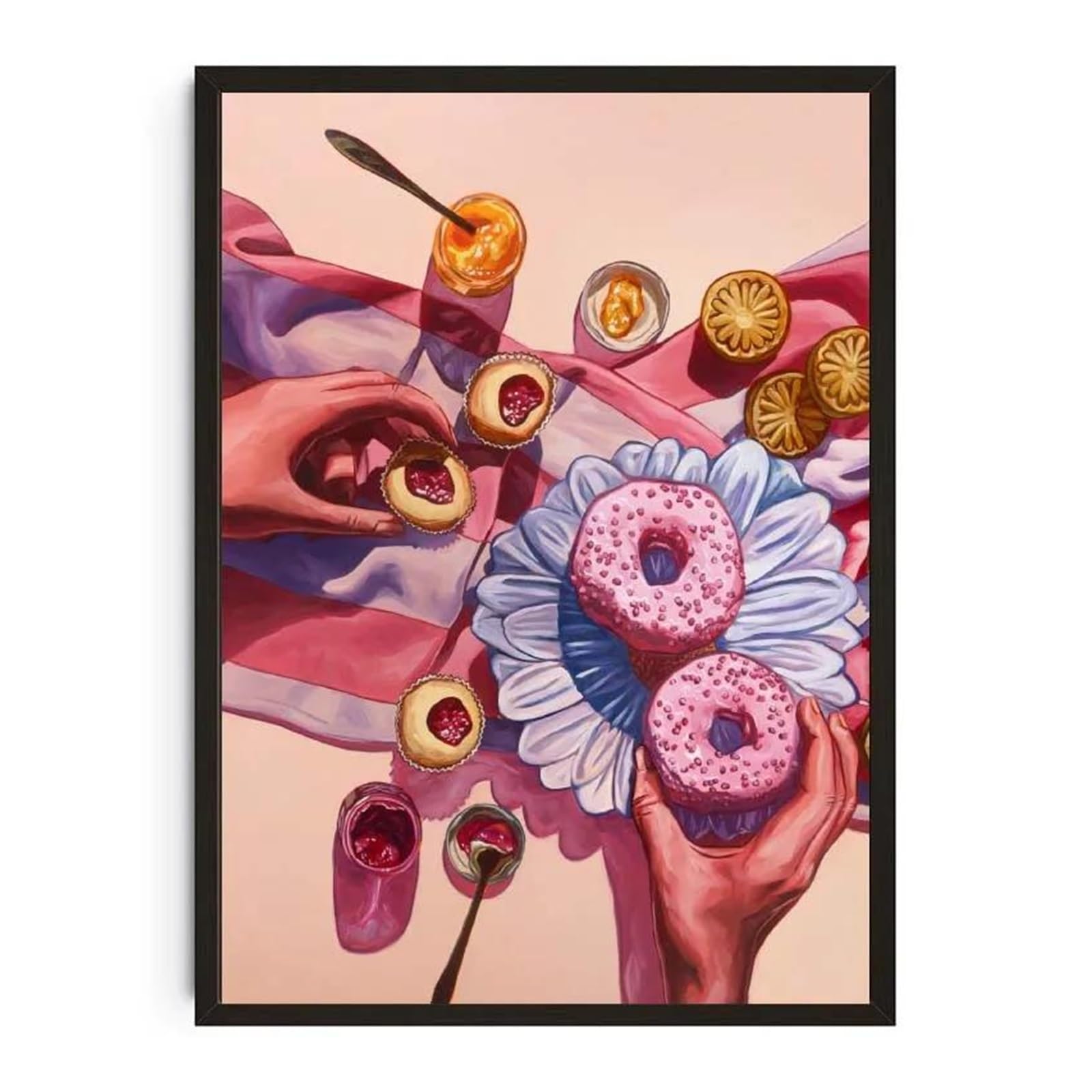 Xenite F Wall Art Canvas Prints Watercolor Dessert Donut Cupcake Donuts Cake Poster Ood Prints Cheesecake Canvas Painting Wall Picture Kitchen Room Decor(,30X40cm)